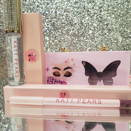 Kattpears 3pcs set Lashes/Lipliner/Lipgloss
